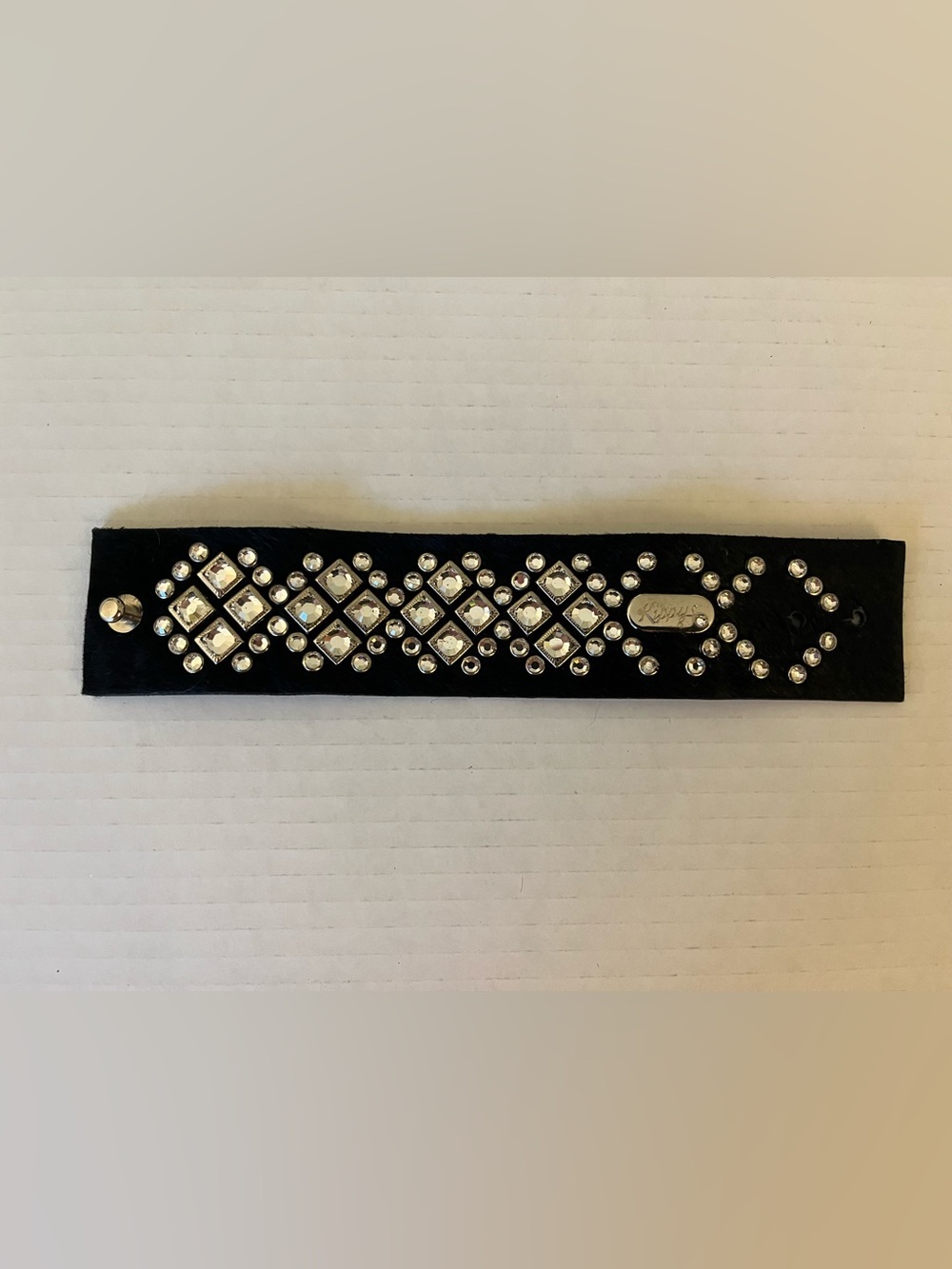 Rare Kippys Black Bracelet with Silver Crystal Accents